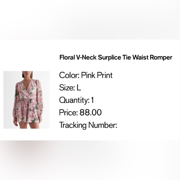 Large Express Floral V-neck Surplice Tie Waist Romper - Picture 3 of 3